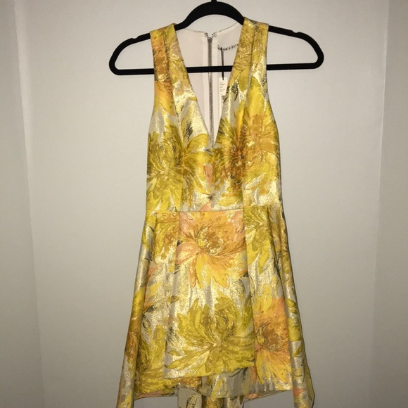 alice and olivia yellow floral dress